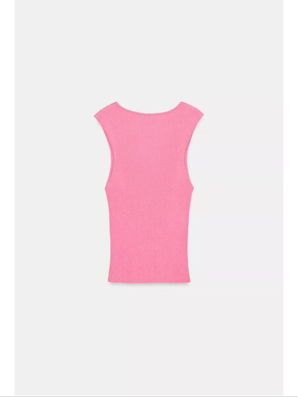 Zara Pink Ribbed V-Neck Tank - Picture 3 of 5